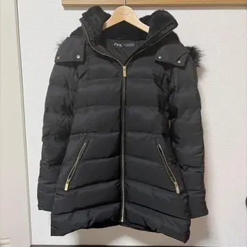 ZARA 자라 퍼 블랙 다운 자켓 블랙