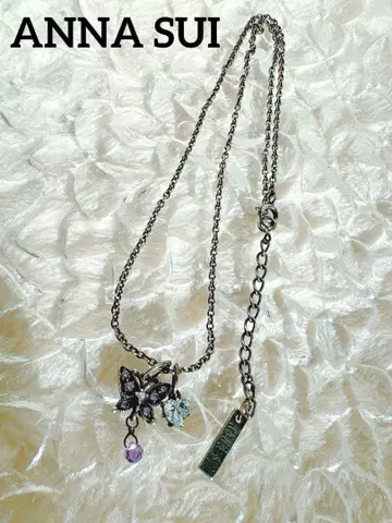 ANNA SUI 버터플라이 퍼플 목걸이 하트