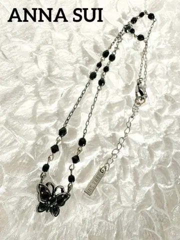 ANNA SUI 버터플라이 블랙 목걸이 앤티크