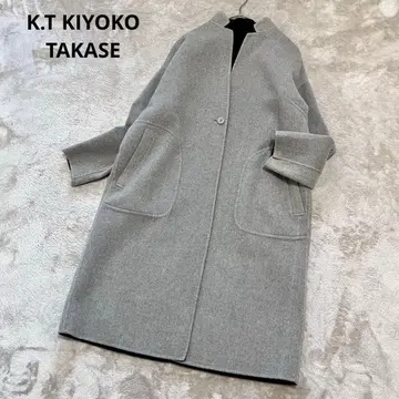 키요코 타카세 캐시미어 100% 리버서블 코트 더블 페이스