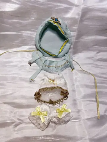 봉제인형 옷 20cm 스카이블루 후드 부착 인형 아웃핏 세트