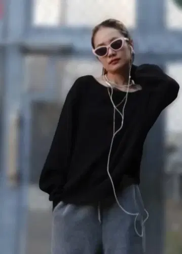 teenboop 써멀 루즈 상의 블랙