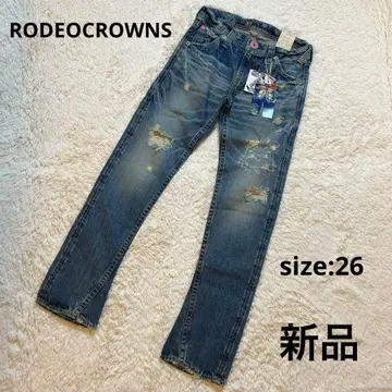 새상품 RODEOCROWNS 데미지 스트레이트 데님 로디 자수 26