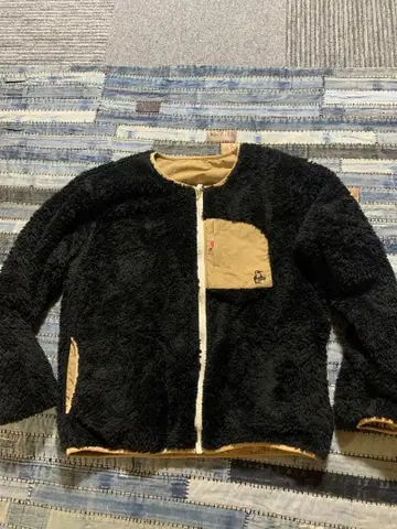 CHUMS 플리스 자켓 블랙 베이지