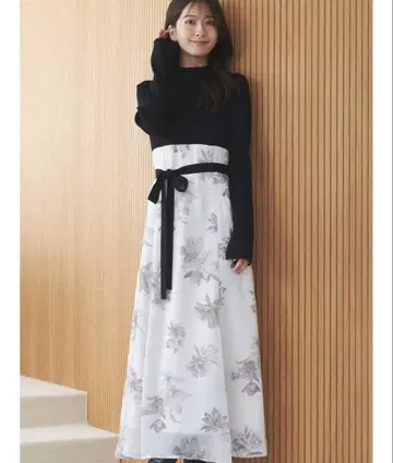 머큐리 듀오 플라워 도킹 롱 슬리브 원피스