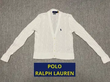 폴로 랄프로렌 여성용 화이트 케이블 니트 가디건