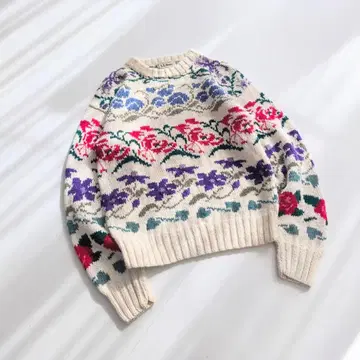 LLBean 엘엘빈 꽃무늬 코튼 니트 P