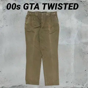 00s GTA TWISTED 카키 플리츠 페이드 치노 팬츠 L 사이즈