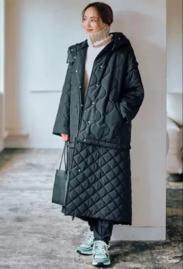 미사용 새상품 oblekt 오블렉트 멀티 퀼팅 코트 블랙