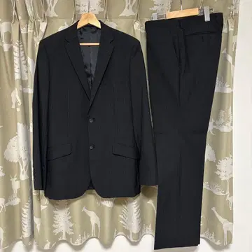 COMME CA ISM 블랙 스트라이프 비즈니스 정장 L