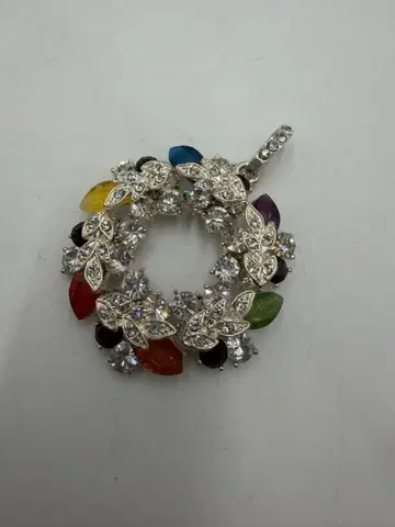 큐빅 멀티 컬러 레인보우 플라워 펜던트 탑