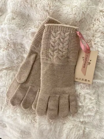 몽골 고급 캐시미어 장갑 베이지
