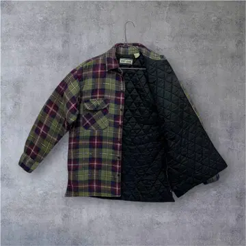 WEST CREEK 안감 퀼팅 플란넬 워크 셔츠 체크 무늬