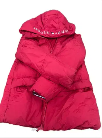 TOMMY HILFIGER 후드 부착 레드 다운 자켓 M