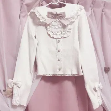 LIZLISA 옷깃 스퀘어 리브 니트탑 화이트