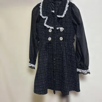 ROJITA 블랙 미니 원피스 긴팔 프릴