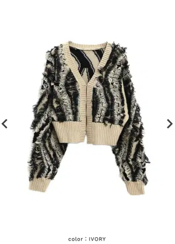 TheVon lveu 프린지 숏 가디건 니트 2way 블랙