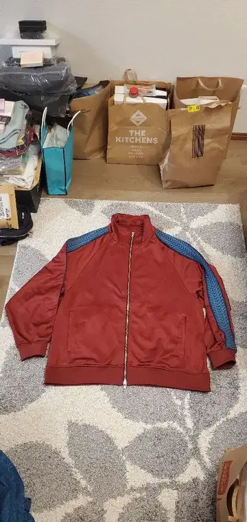 HARE 빅 사이즈 나일론 자켓 빨간색 파랑 스트라이프