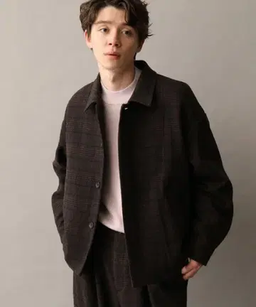 [ JUNRED ] 다크 브라운 테일러드 자켓 & 와이드 팬츠 세트 L