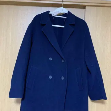 UNIQLO 네이비 더블 브레스트 울 코트 XL