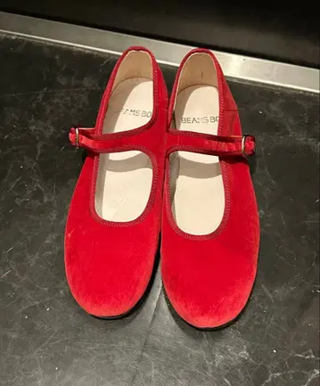 BEAMSBOY 빨간색 멜리 제인 플랫슈즈 38 사이즈 발레 슈즈