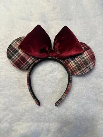 디즈니 머리띠 체크 빨간색