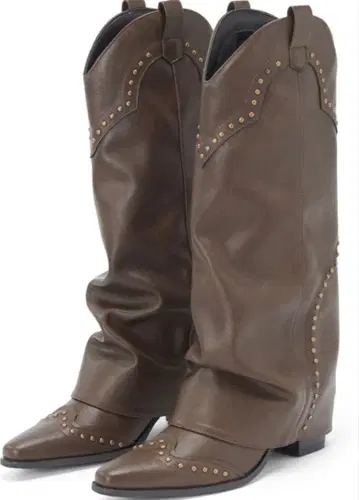 GRL 스터드 웨스턴 롱 부츠[zr1237] 23.5cm