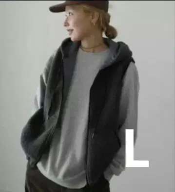 시마무라 hideka 보아 후디 베스트 L 사이즈 다크 그레이 리노루세