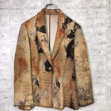 이타리야 구제 의류 중세 회화 인물 그래픽 올 패턴 테일러드 자켓