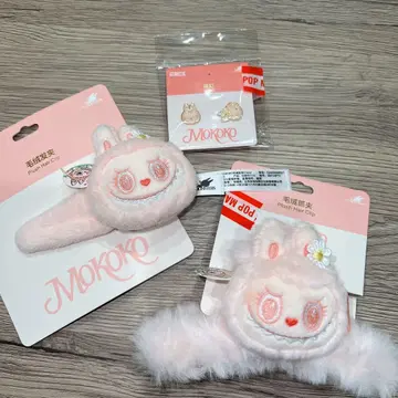 POPLAND 한정판 모코코 헤어 클립 귀걸이 핑 3세트