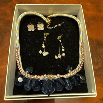 비즈와 크리스탈의 목걸이와 귀걸이 세트