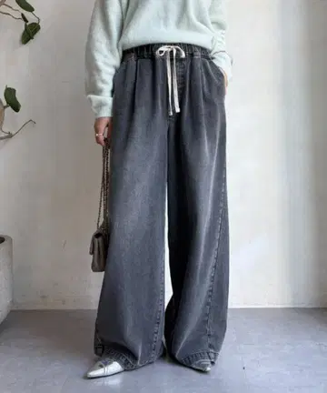 DouDou 데님 와이드 이지 팬츠