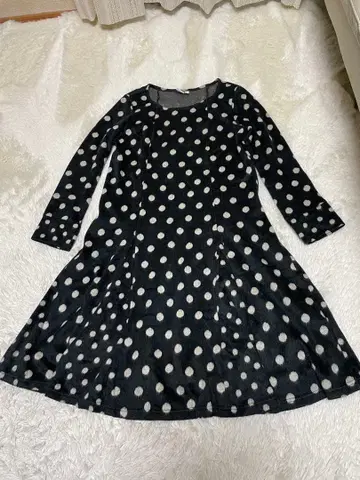 도트 무늬 기모 원피스