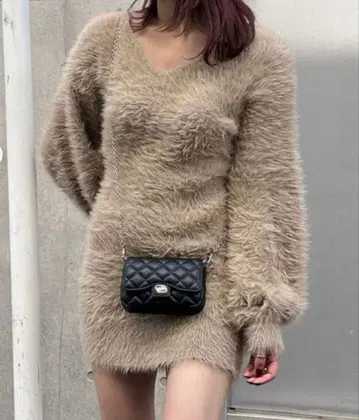 EMODA 베이지 퍼 니트 M 사이즈