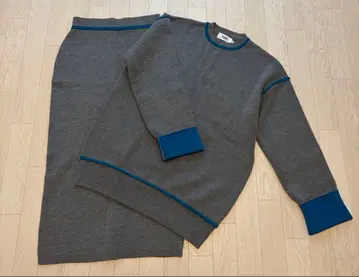 AZUL 그레이/파랑 리브 니트 셋업