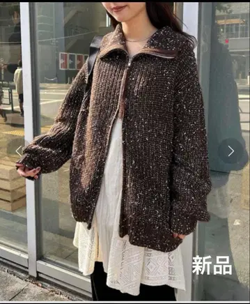 새상품 kastane MIX 하이넥 ZIP 니트