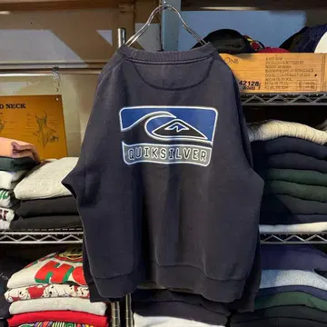 00s Y2K 퀵실버 서프 맨투맨 네이비