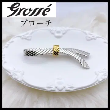 [ Grosse ] 그로세 골드 x 실버 리본풍 브로치 엘레강트