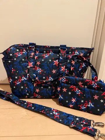 새상품급 x-girl 마더백 네이비 별 패턴