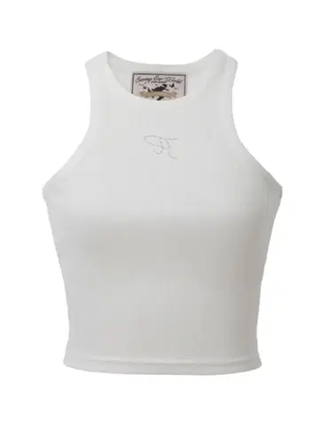 THREETIMES Jewel tank top cropped length