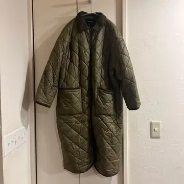 미즈이로 인드 퀼팅 자켓 올리브 그린