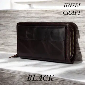 E21 이탈리아 가죽 지갑 오거나이저 더블 라운드 지퍼 블랙