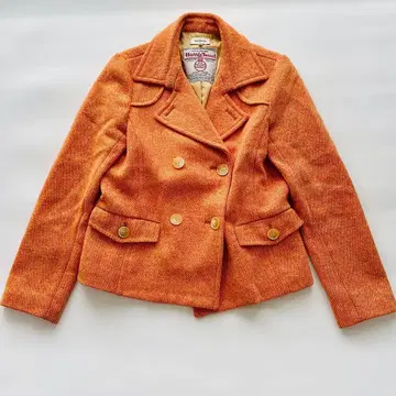 해리스 트위드 테일러드 자켓 오렌지 계열 M 사이즈 울 100%