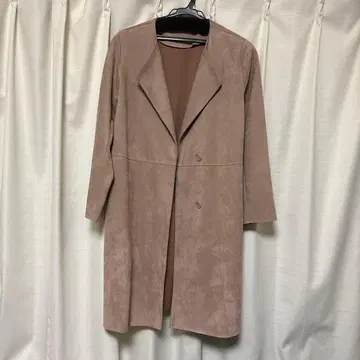 베이지 스웨이드풍 롱 코트