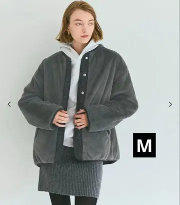 coca 코카 그레이 보아 자켓 오버 사이즈 새상품 M 리버서블