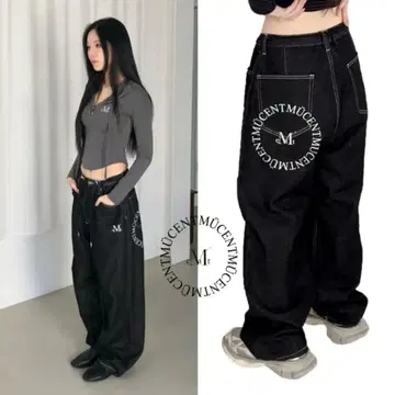 mucent Signature back logo 데님 팬츠