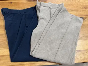 [할인] 유니클로 브러쉬드 저지 와이드 팬츠 베이지 네이비 L 2개