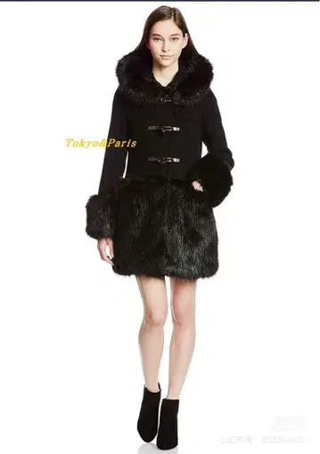 스나이델 퍼 포함 블랙 더플 코트 사이즈 0