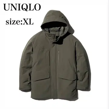 [ 새상품급 ] 유니클로 하이브리드 다운 후드티 2024 올리브 XL