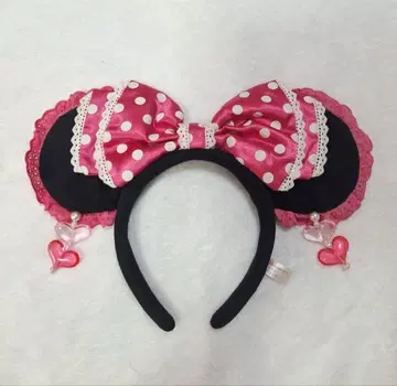 미니 귀찌 머리띠 디즈니 도트 핑크